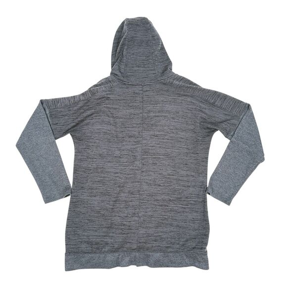 Athleta Blissful Open Front Hooded Wrap Cardigan Sweater Size Large Dark Gray - Picture 2 of 10